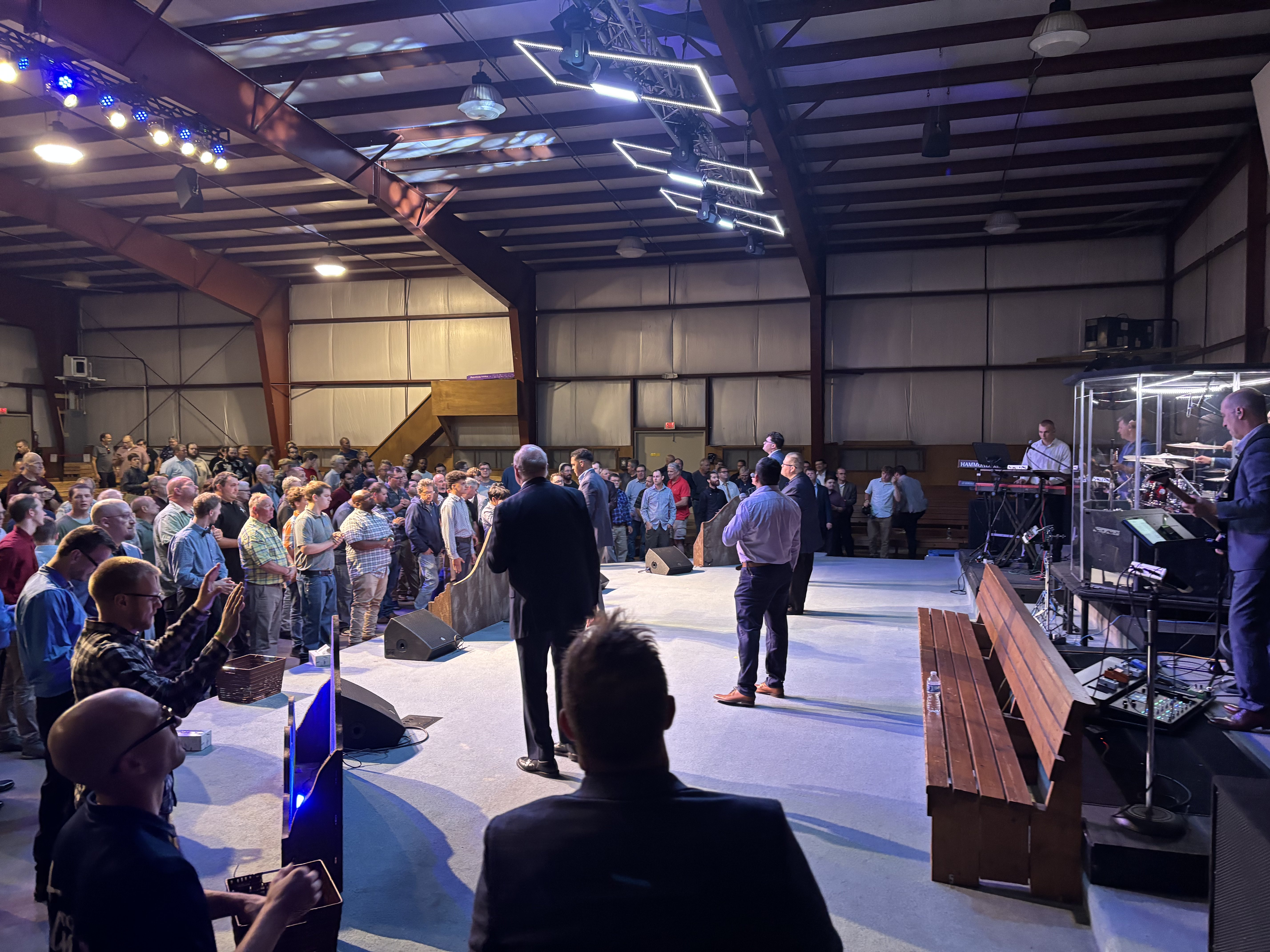View from stage looking out at Wisconsin men's conference audience