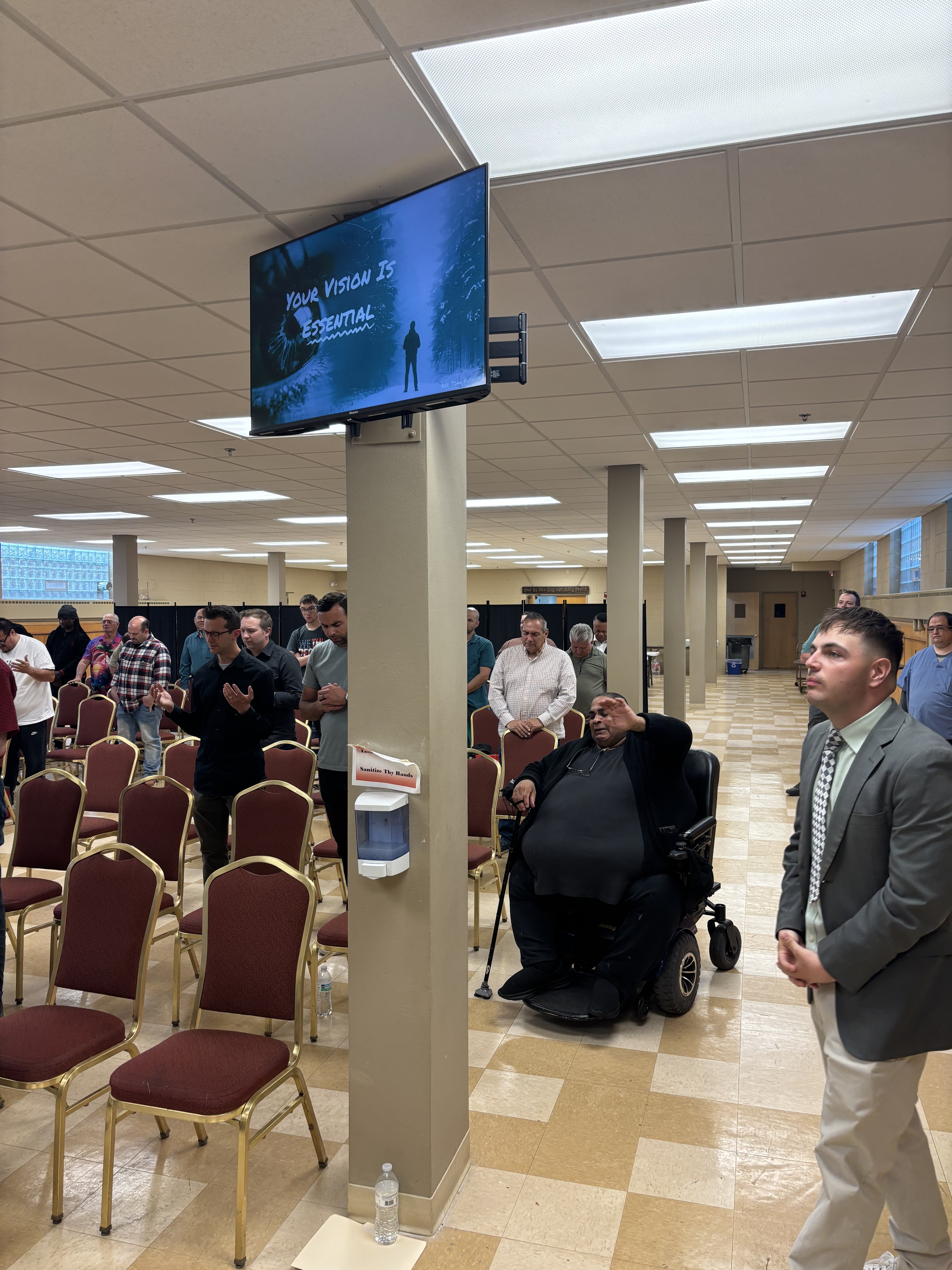 Your Vision Is Essential displayed in meeting room at Wisconsin Men's Ministry planning session
